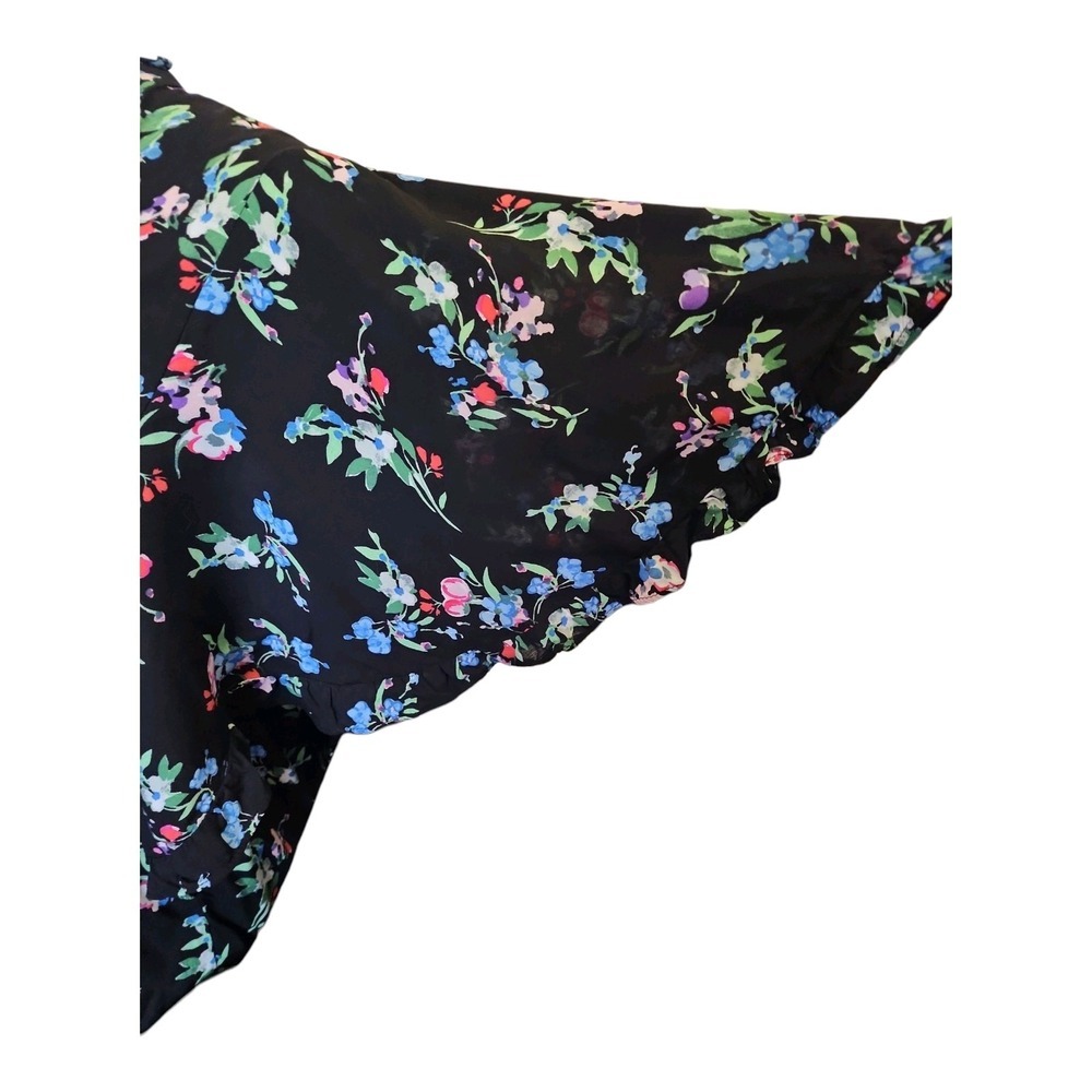 Anthropologie Romantic Ruffle Blouse Black Floral S - Picture 16 of 16